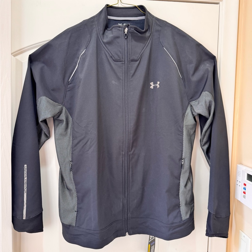 Under Armour Regular Fit Coldgear Mens Wind Water Resistant Black Jacket Sz XXL